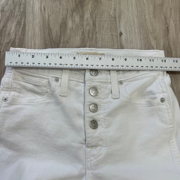 MADEWELL 10" High Rise Skinny Crop White Button-Fly Frayed Hem Jeans Size 24 - Picture 3 of 11
